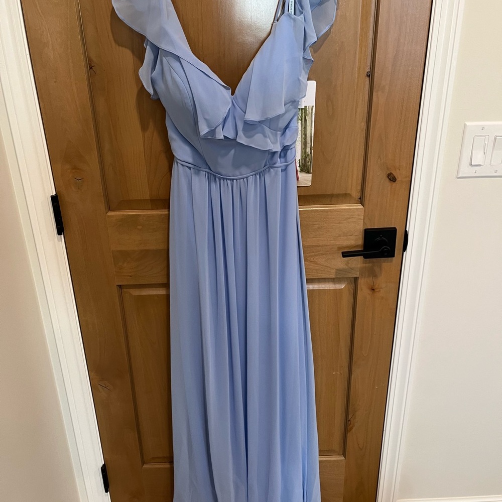 Mori Lee Elegant Cornflower Ruffle Dress